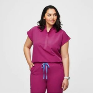 women's Raspberry Scrub Top - 2XL / High Waisted - Jogger Scrub Pants